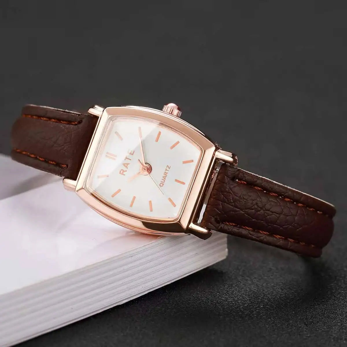 3 pçs/set moda feminina pulseira de couro relógios pequeno mostrador relógio de quartzo reloj mujer (sem caixa) Qme