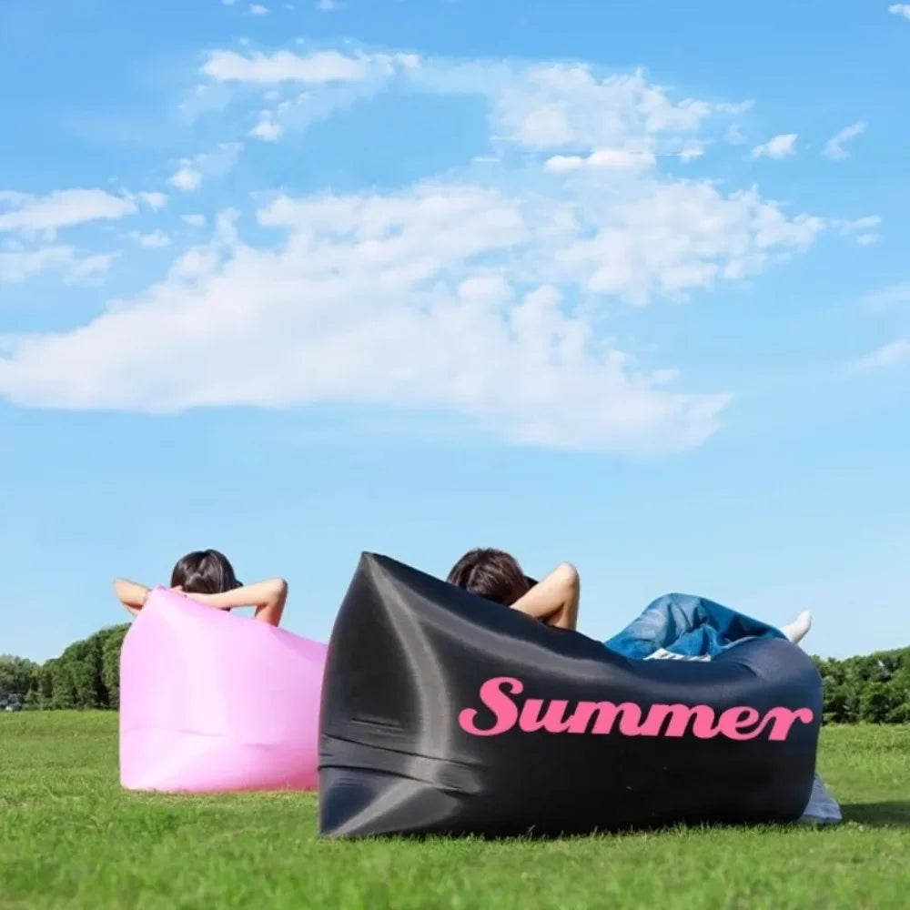 Lazy Inflatable Sofa Portable Beach Camping Air Sofa Air Cushion Outdoor Party Music Festival Adult Inflatable Sleeping Bag Qme