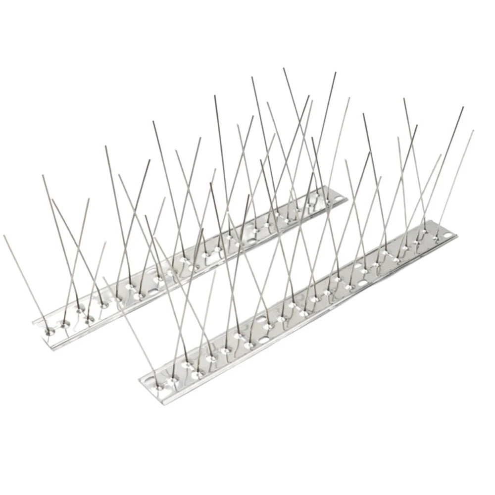 Stainless Steel Pigeon Spikes Bird Repeller Deterrent Traps Anti-bird Repellent Pest Control Garden Balcony Thorn Nail Kit Qme Silver 2PCS