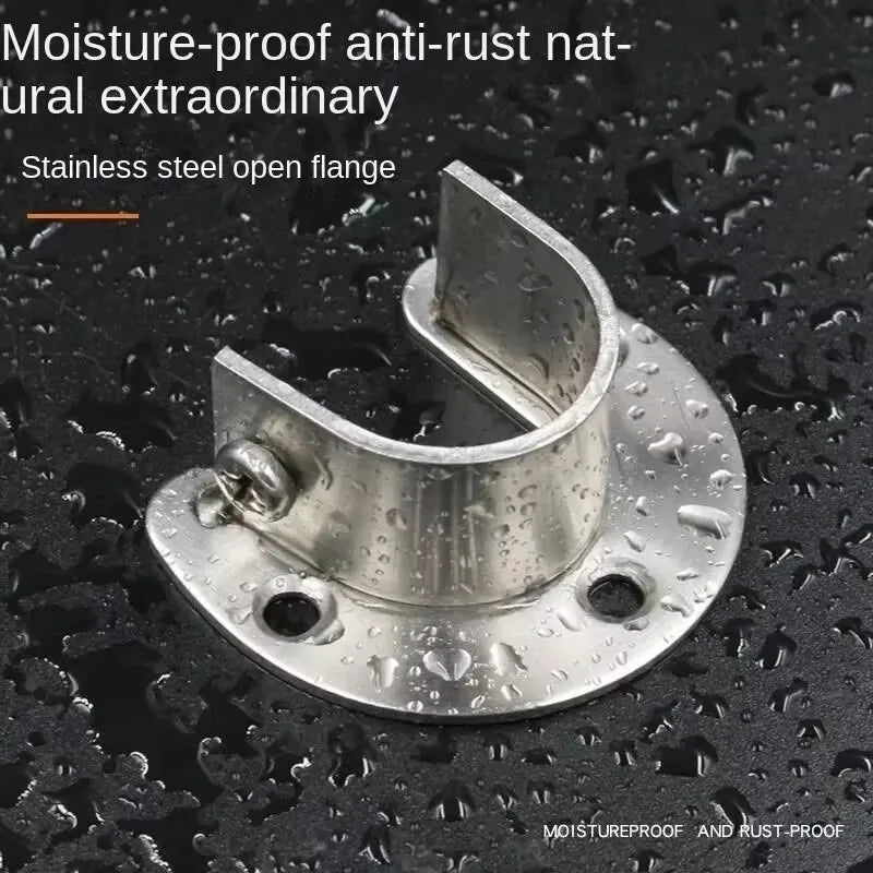 304 stainless steel flange seat wardrobe hanger fixing rod hardware accessories curtain rod tube hook fixing support bracket sea Qme