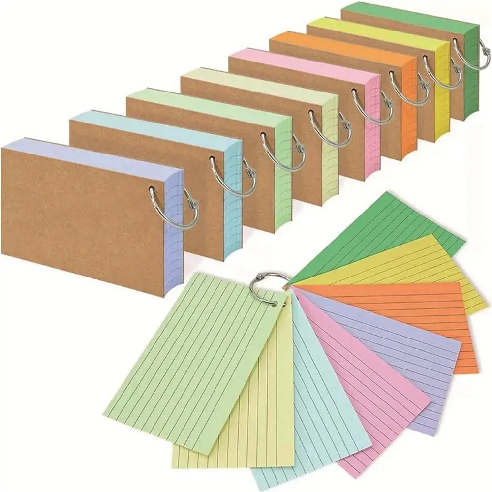 50PCS Binder Horizontal Line Memo Book Loose-Leaf Index Cards Flash Cards Small Revision Cards for Study Office Note Pads Qme