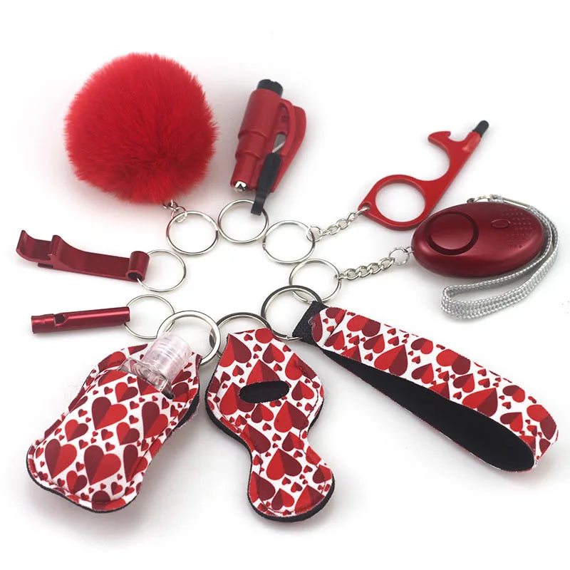 Safety Keychain for Women Full Set Self Defense Security Portable Key Chain Personal Alarm Emergency Tools Qme Style1