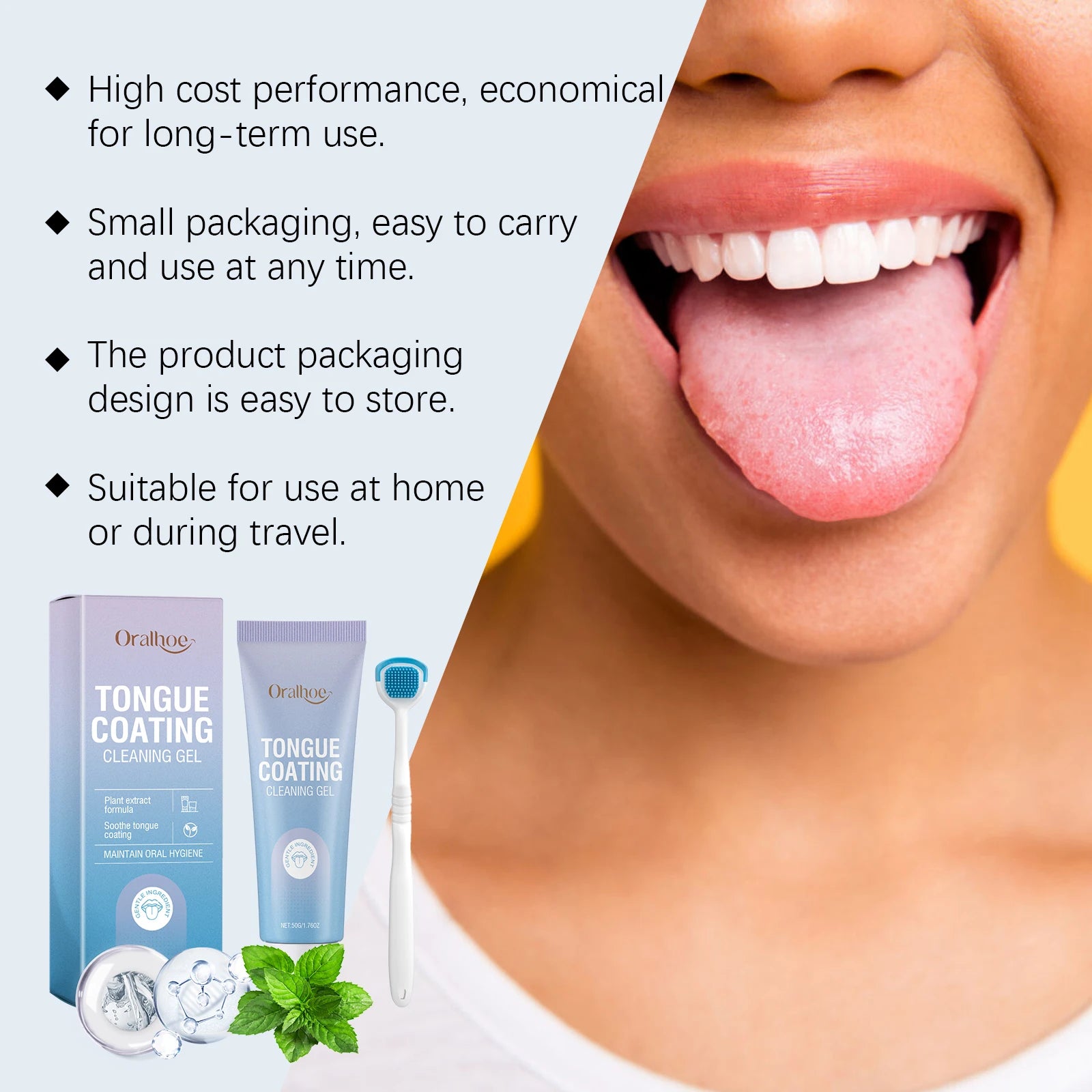 Tongue Cleaner For Remove Tongue Coating Inhibit Oral Bacteria Improve Bad Breath Freshener Tongue Cleansing Gel Toothbrush Set Qme