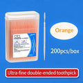 High-end Disposable Toothpick Brush Ultra-fine Portable Family Box Qme Orange