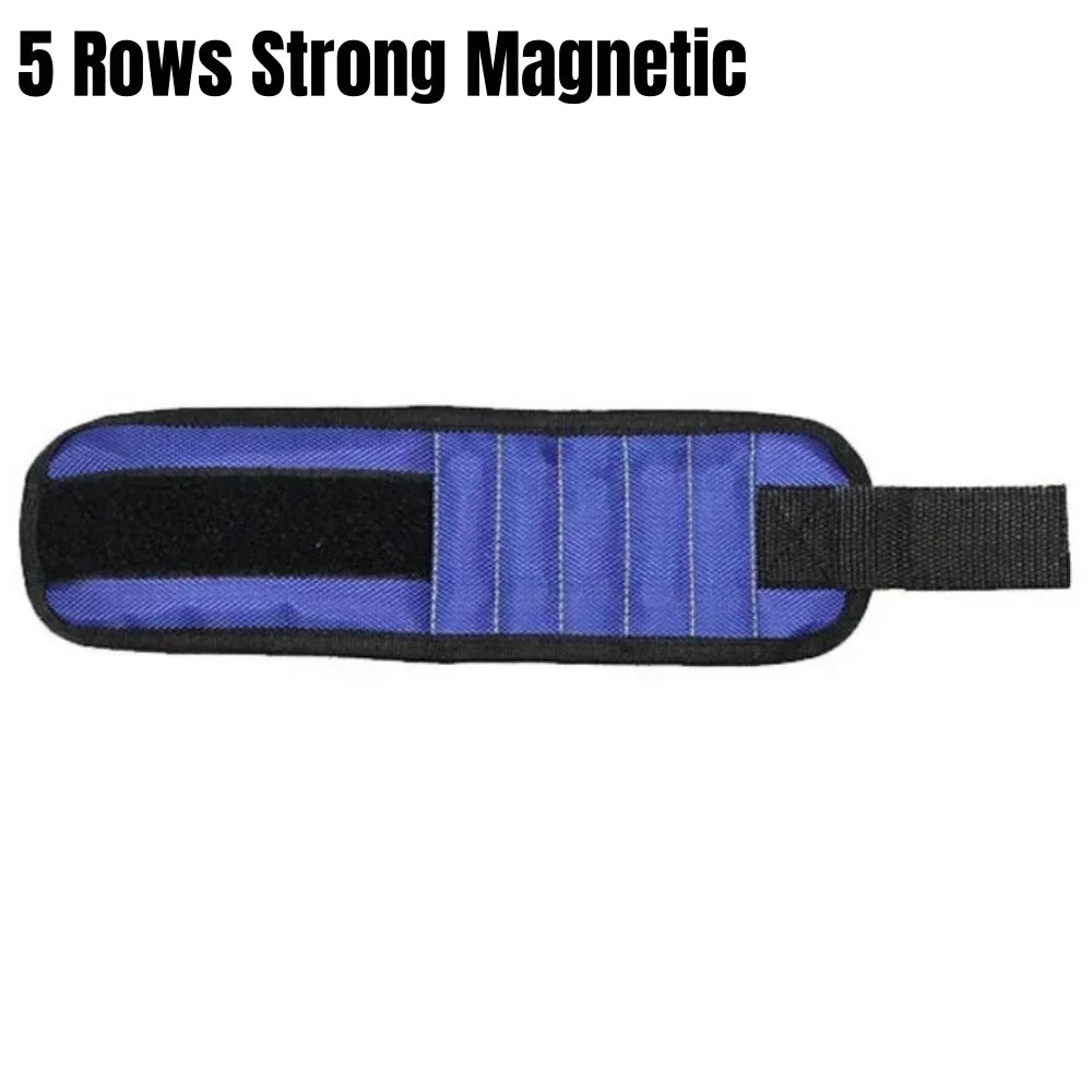 Strong Magnetic Wristband Portable Tool Bag Adjustable Magnetic fixation Tool Wrist Belt for Screws Metal Nails & Drilling Bits Qme Black 5 Rows