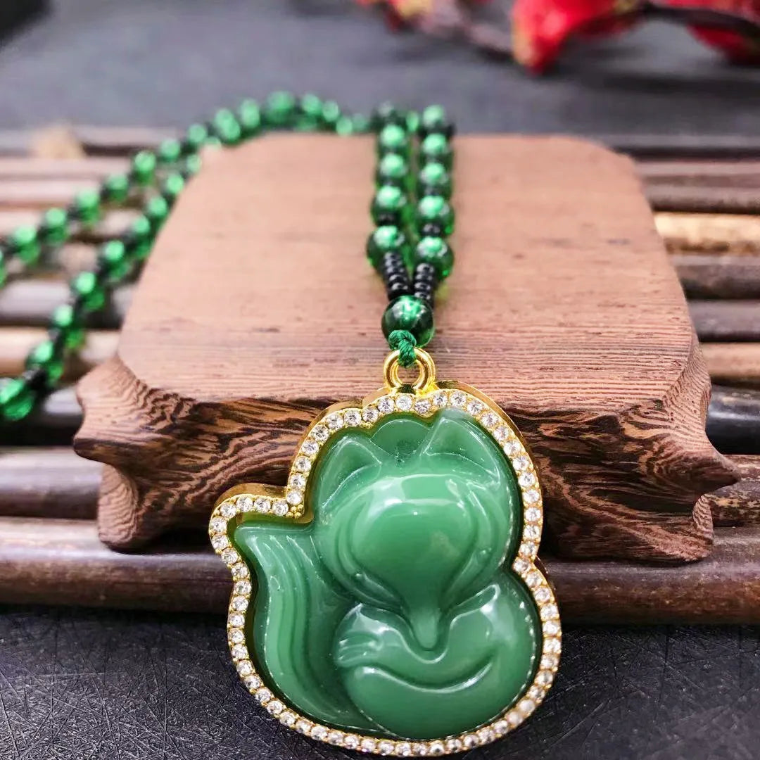 Green Jade Buddha Pendant Necklaces Women Amulet Exquisite Chinese Style Lucky Maitreya Necklace Jewelry New Daily Style Drop Qme