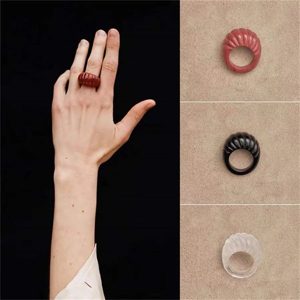 Y2k Vintage Geometry Round Acrylic Ring Women Hip Hop Transparent Resin Hio Hop Finger Ring Temperament Charm Jewelry Gift Rings Qme