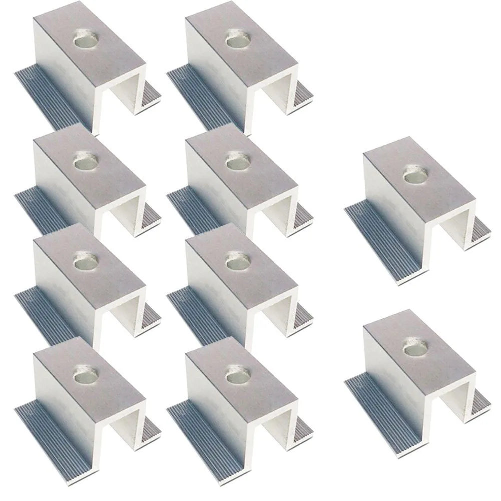 10Pcs/set Solar Middle Clamp PV Fit For Aluminum Alloy Solar Panel Frame Height 25-50mm For Most Frame Modules Accessories Qme 80mm