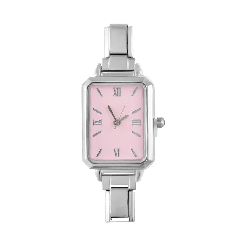 2026 Golden Round Watch Gift Watch Men Women 9MM Width Italian Elastic Charm Stainless Watch Header Linker Bracelets Jewelry DIY Qme S 23
