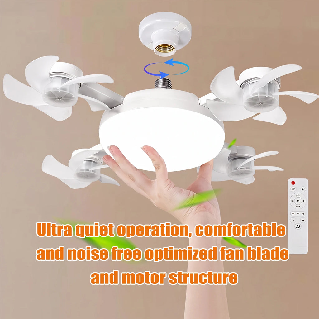 Smart E27 Ceiling Fan Light Remote Dimming Silent LED Drone Ceiling Lamp Home Decor Bedroom Dining Living Room Study Fan Lamp ﻿ Qme