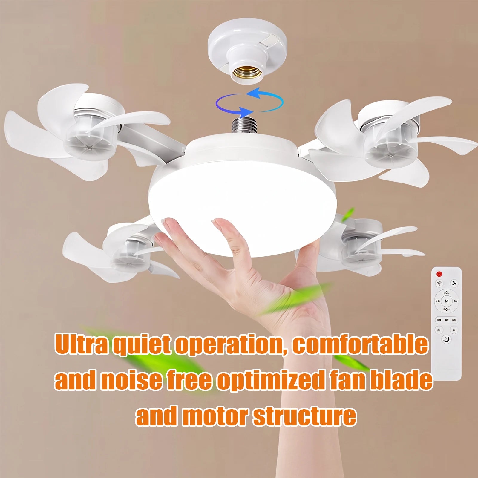 Smart E27 Ceiling Fan Light Remote Dimming Silent LED Drone Ceiling Lamp Home Decor Bedroom Dining Living Room Study Fan Lamp ﻿ Qme