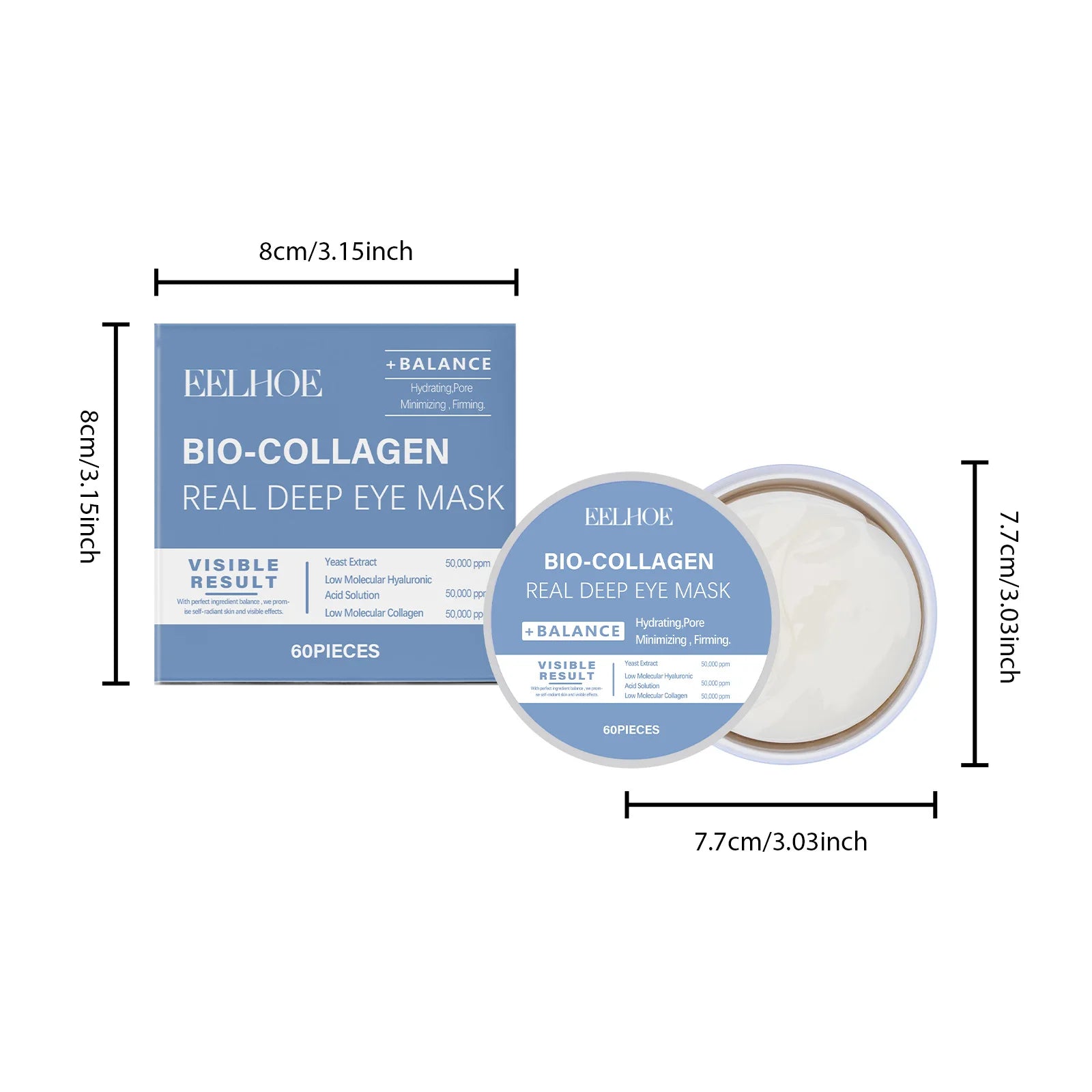 Eye Mask Hyaluronic Acid Hydrating Bio-Collagen Firming Vitamin C Brightening Under Eye Patches Anti-Puffiness Reduce Dark Circl Qme Bio-Collagen