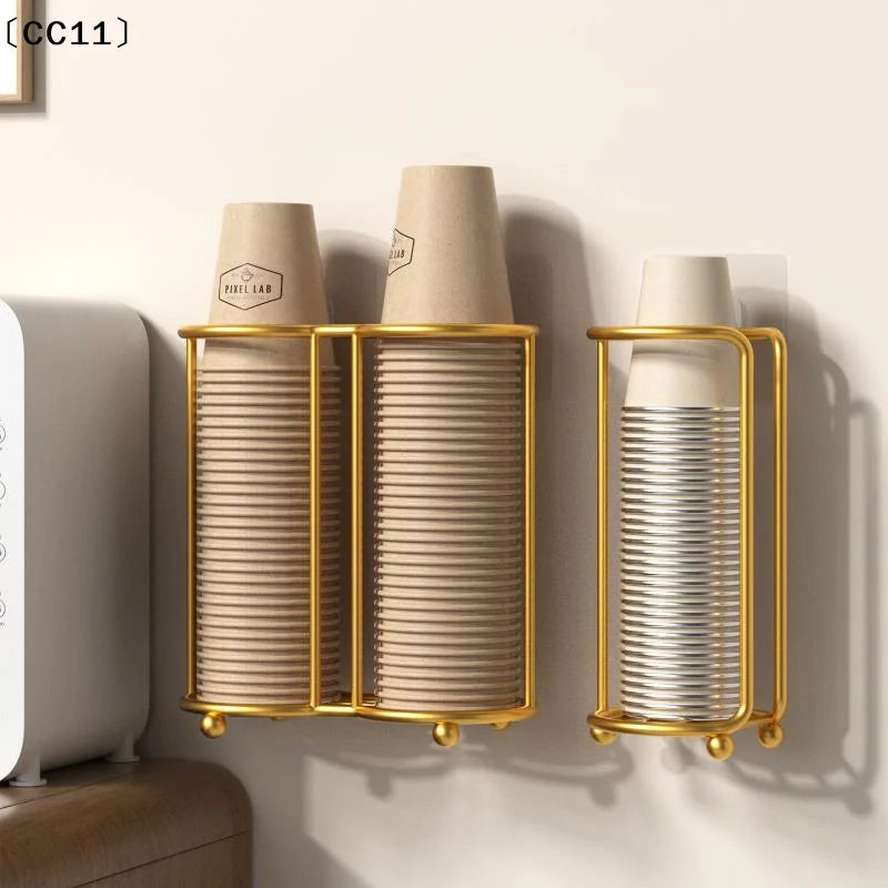 Metal Disposable Cup Storage Holder Rack Shelf Water Tea Cups Qme