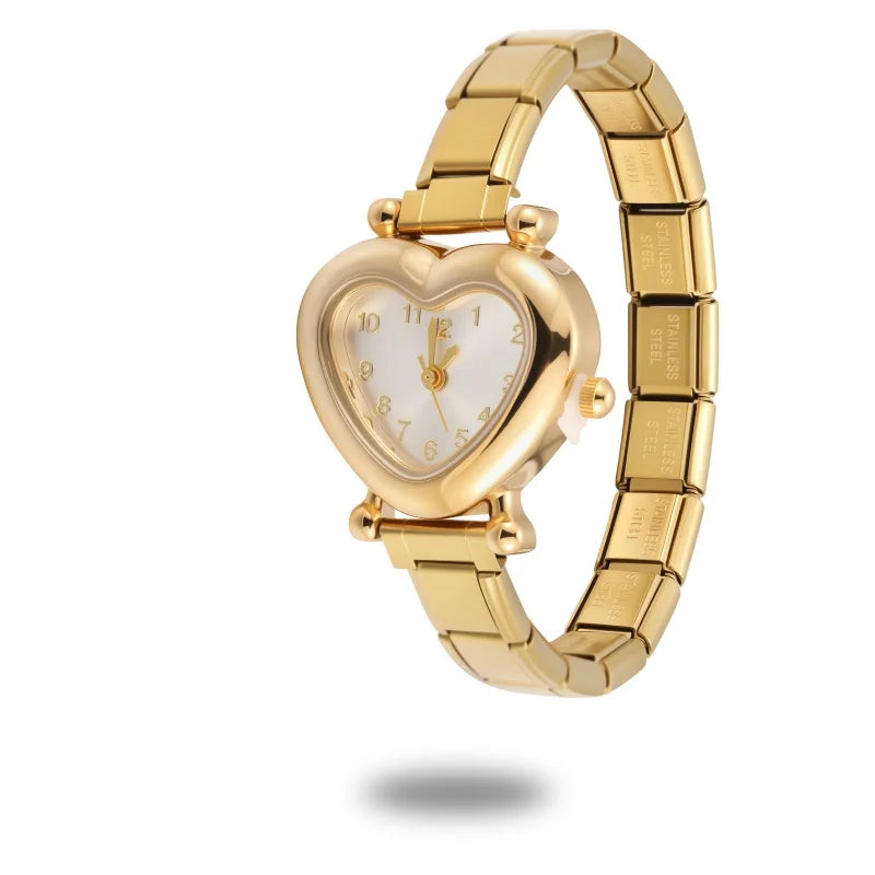 1PC Men Womens Stainless Steel Arabic Numerals Heart Shape Shiny CZ Watch Bracelet Bangle For Party Friend Wife Birthday Jewelry Qme Style 14