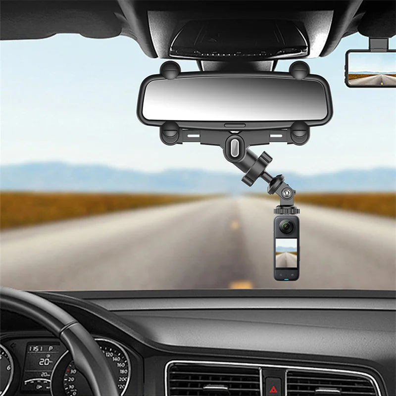 Sports Camera Bracket 360 Adjustable Car Rearview Mirror Driving Qme