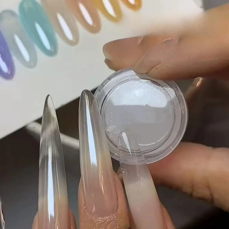 New 1pcNail Mirror Aurora Glitter Crystal Powder Bright Moonlight Pearl White Buffing Powder DIY Manicure Highlight Shimmer Dus Qme