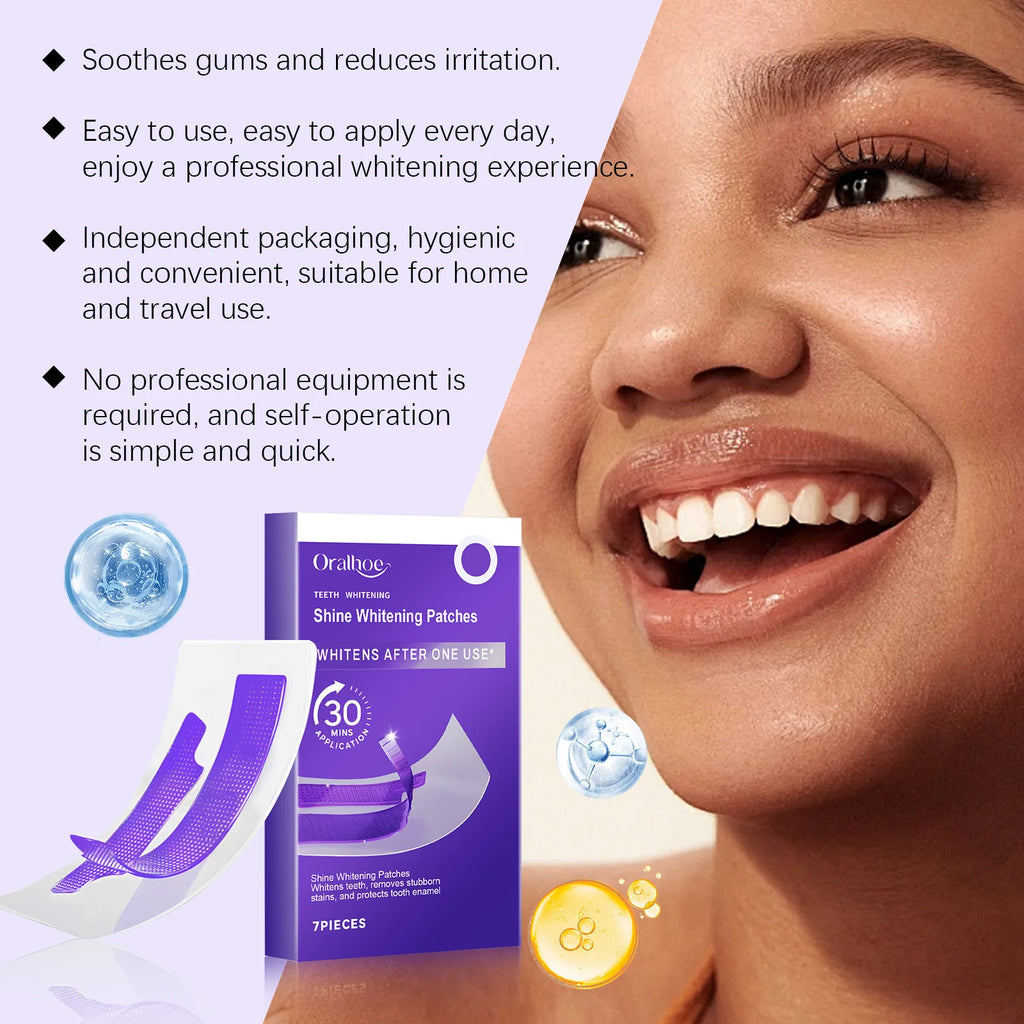 Purple Teeth Whitening Strips Tooth Stain Remover Tooth Plaque Removal Color Correction Non Sensitive Whitening Teeth Patch 7pcs Qme