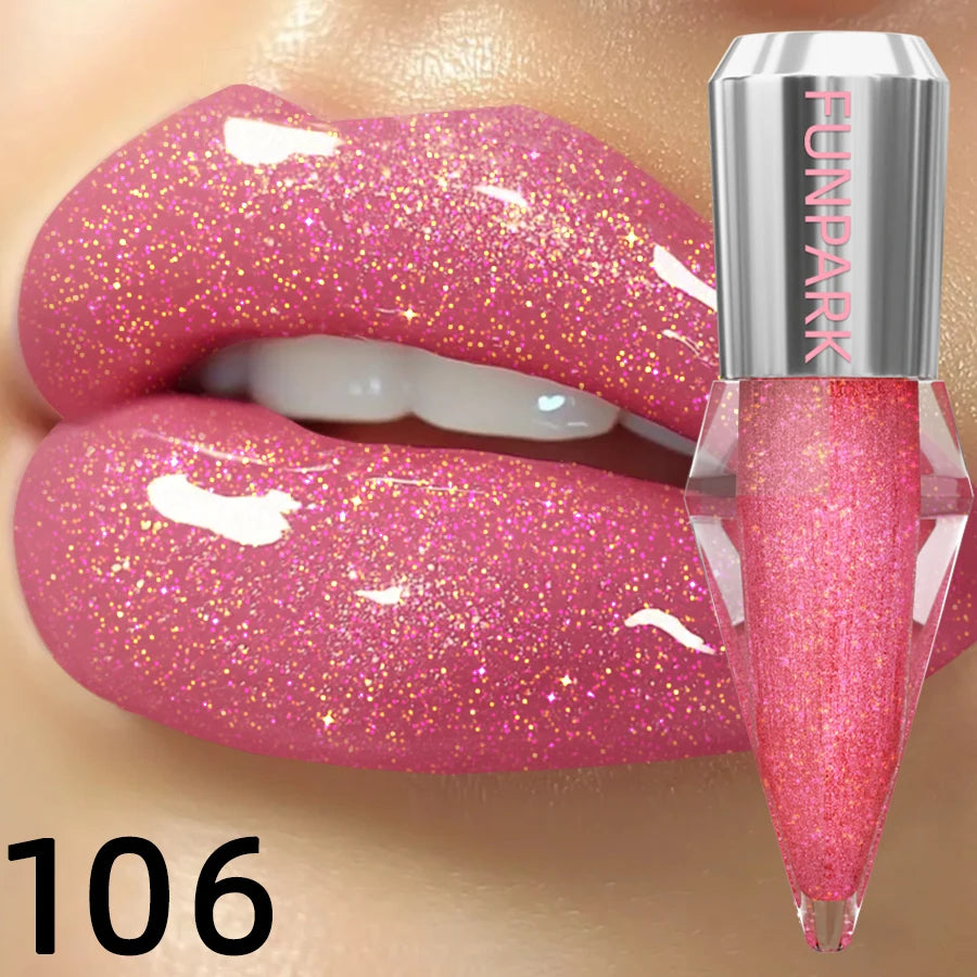 8 Glitter Shimmer Lip Gloss Moisturizing Tinted Fuller Effect Diamond Qme 106