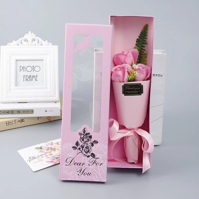 Multi-Use Artificial Soap Flower Bouquet With Gift Box Luxury Soap Florals Simulation Rose Bouquet Wife Girlfriend Gift Qme style 3