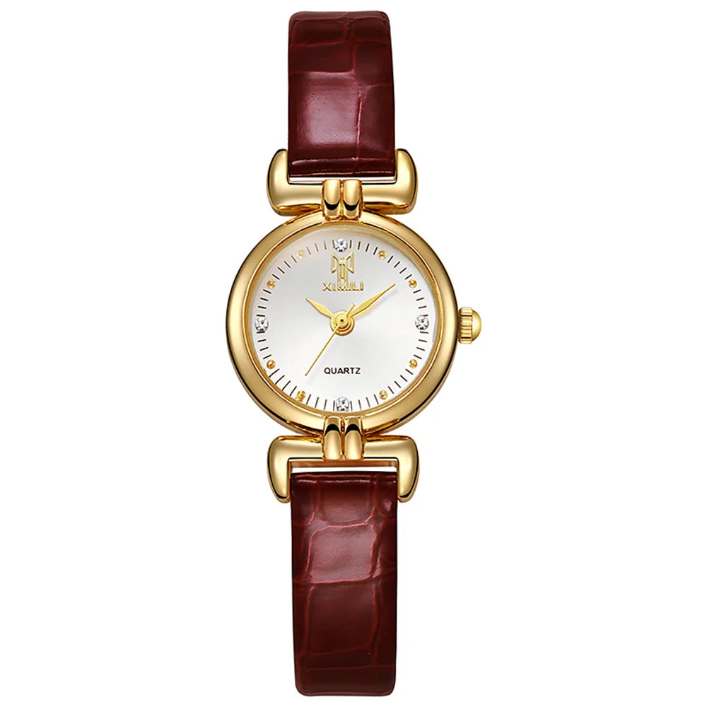 Women's Watch Roman Needle Scale Watch Women's Design Fashion Round Watch Quartz Retro Quartz Watch Qme Red