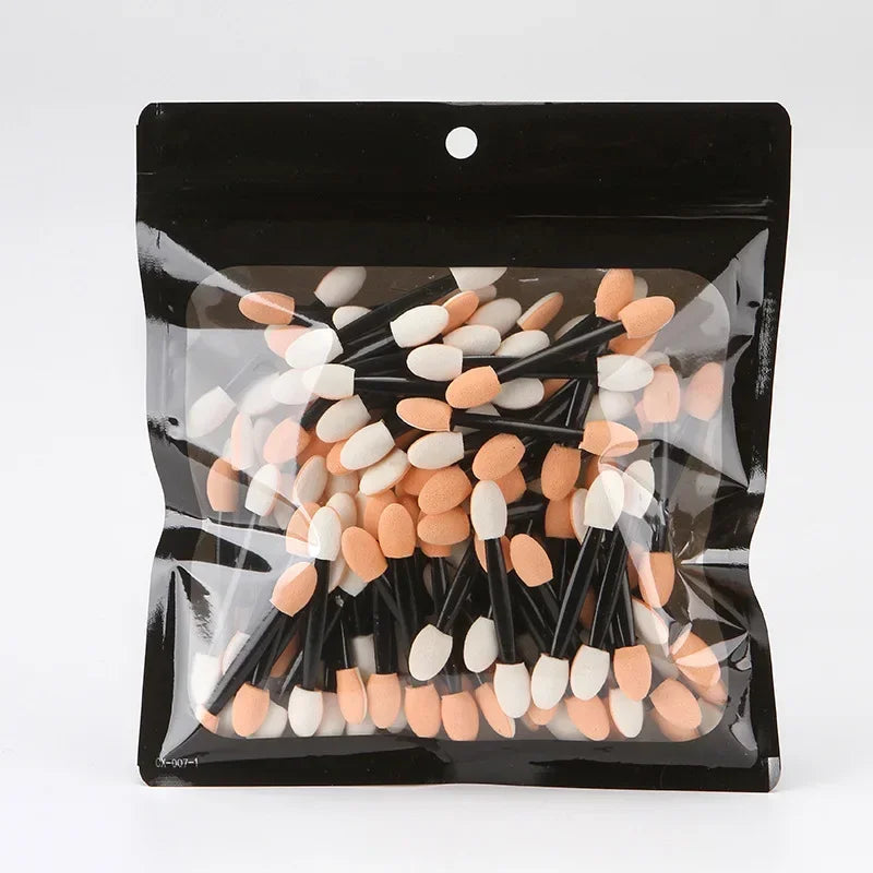 100pcs Double-headed Eyeshadow Applicators Latex Sponge Disposable Eyeshadow Brush Small Portable Beauty Makeup Tool Brush Head Qme 4-6.2cm-100pcs