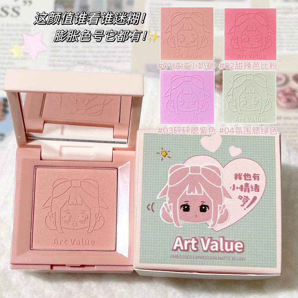 4-in-1 Case Makeup Palette Blush Matte Mineral Powder Long-lasting Natural Cheek Contour Tint 4 Color Face Blush Korean Cosmetic Qme 04