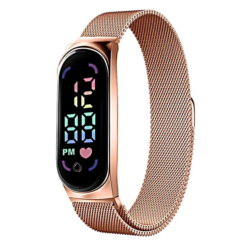 LED Women Watch Magnetic Watchband Strap Waterproof Touch Feminine Clock Fashion Digital Wristwatches Qme 4