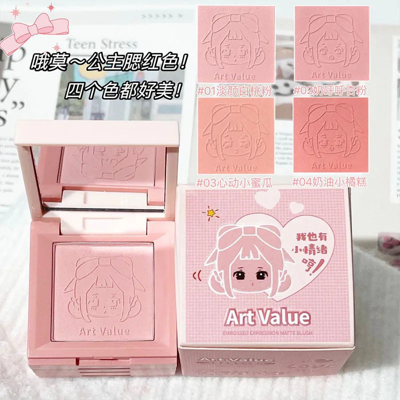 4-in-1 Case Makeup Palette Blush Matte Mineral Powder Long-lasting Natural Cheek Contour Tint 4 Color Face Blush Korean Cosmetic Qme 05