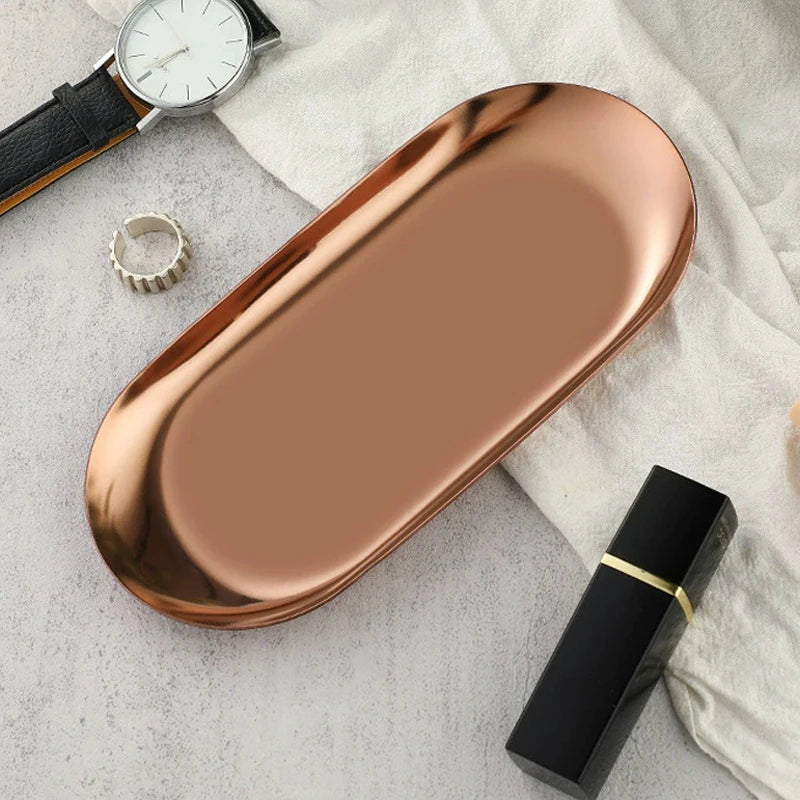 Shape Cosmetics Storage Table Jewelry Tray Multi-functional Home Qme S Rose Gold