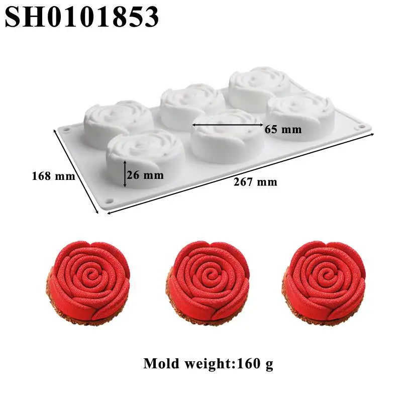 Rose Shape Silicone Cake Mold Mousse Pastry Valentine's Day Party Qme A4