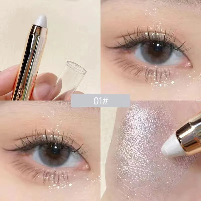 Shimmer Eyeshadow Stick Easy Glitter Highlighter Eyeshadow Pencil Brightening Makeup Pink Silkworm Champagne Gold Eyeliner Pe Qme 01