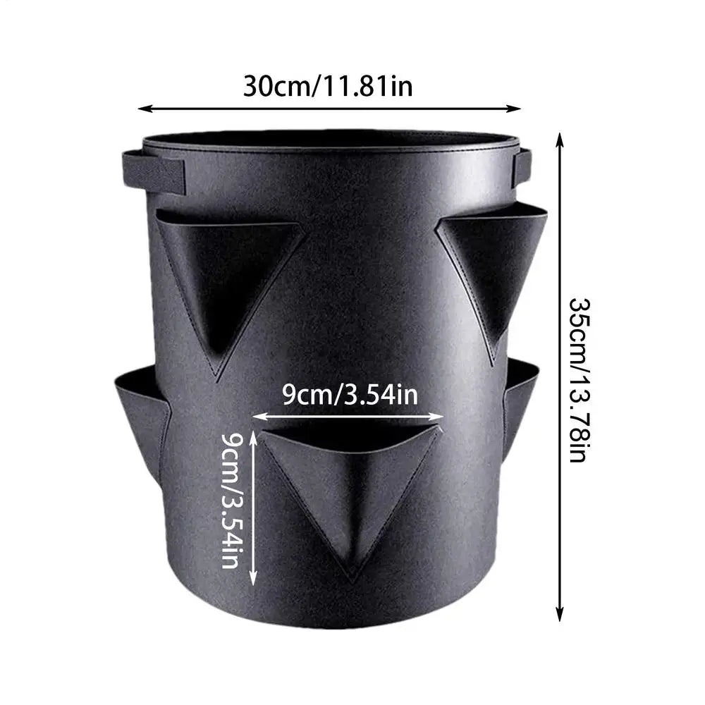 Strawberry Pots And Planters Strawberry Garden Planting Pots With 6 Side Grow Pockets Breathable 7 Gallon Portable For Courtyard Qme Black