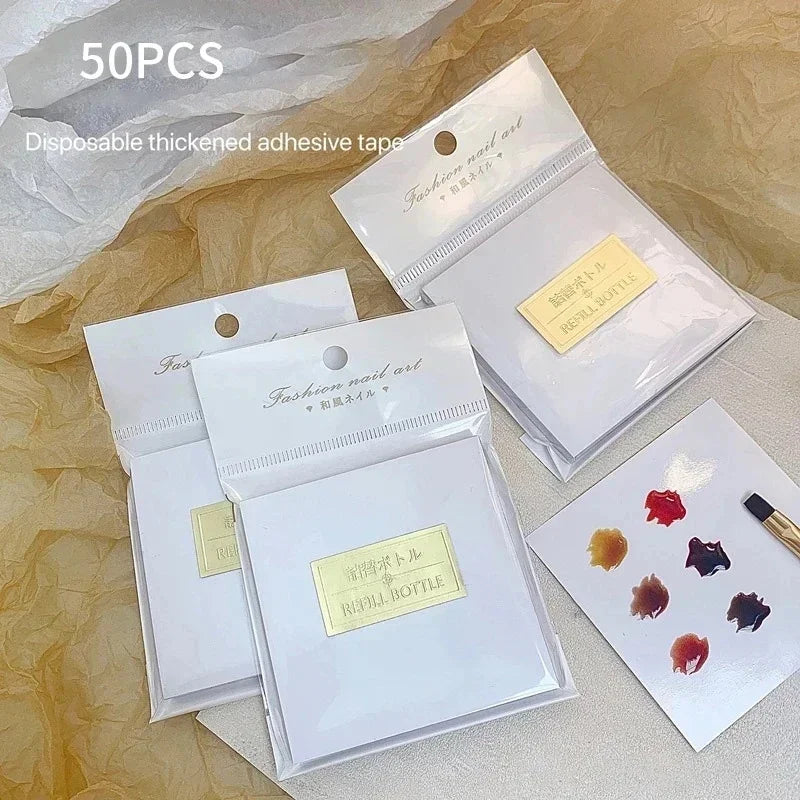 50pcs Disposable Tinting Glue Paper Tearable Nail Toning Palettes Nail Polish Color Mixing Tray Waterproof Paper Display Board Qme