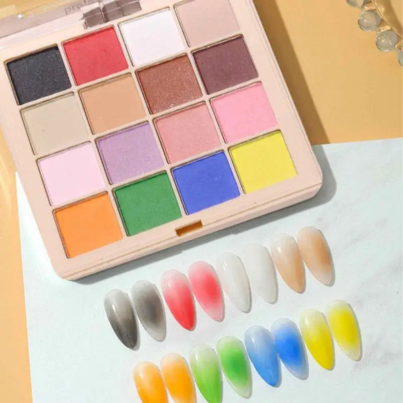 Gradient Nail Powder Palette Colors Glitter Pigment Solid Qme