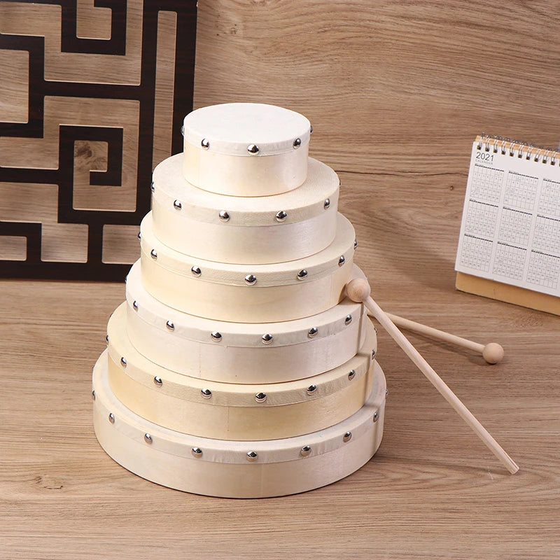 Frame Drums 4 6 7 8 9 Hand Drum Wood Stick Musical Game Kids Qme