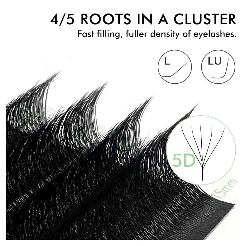 NATUHANA W-shaped 4D 5D Premade Volume Fan Lashes Thin C-d Curl Qme