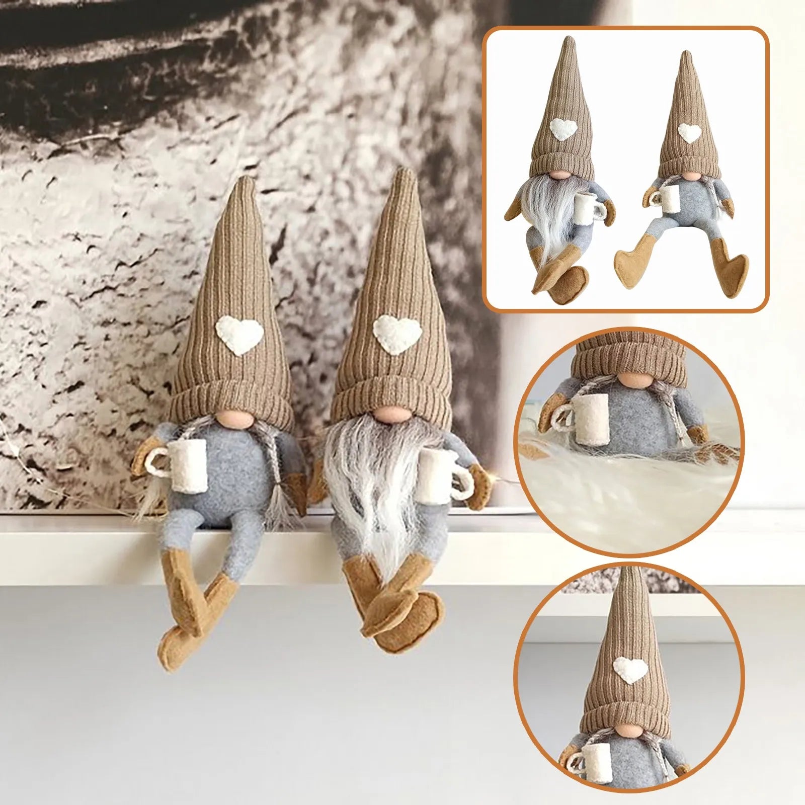 Fabric Colorblocking Faceless Gnome Ornament Tiered Tray Farmhouses Doll Decoration Home Desktop Cabinet Ornaments Party Gifts Qme