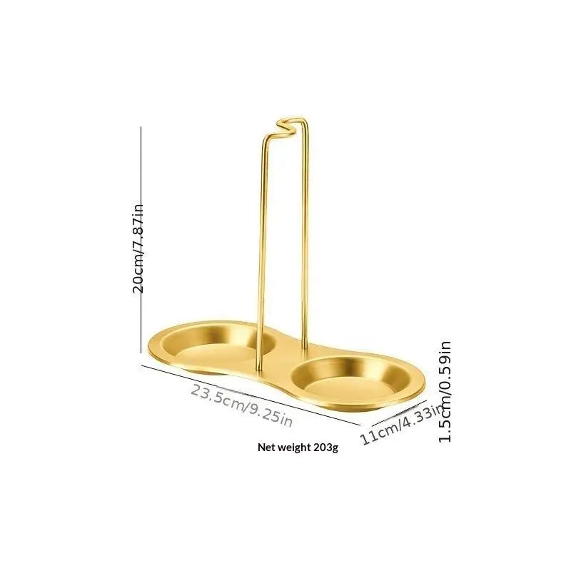 Stainless Steel Golden Ladle Holder Non Slip Stable Base Easy Clean Qme A2