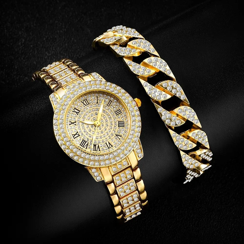 Diamond Women Watches Gold Watch Ladies Wrist Watches Luxury Brand Rhinestone Womens Bracelet Watches Female Relogio Feminino Qme