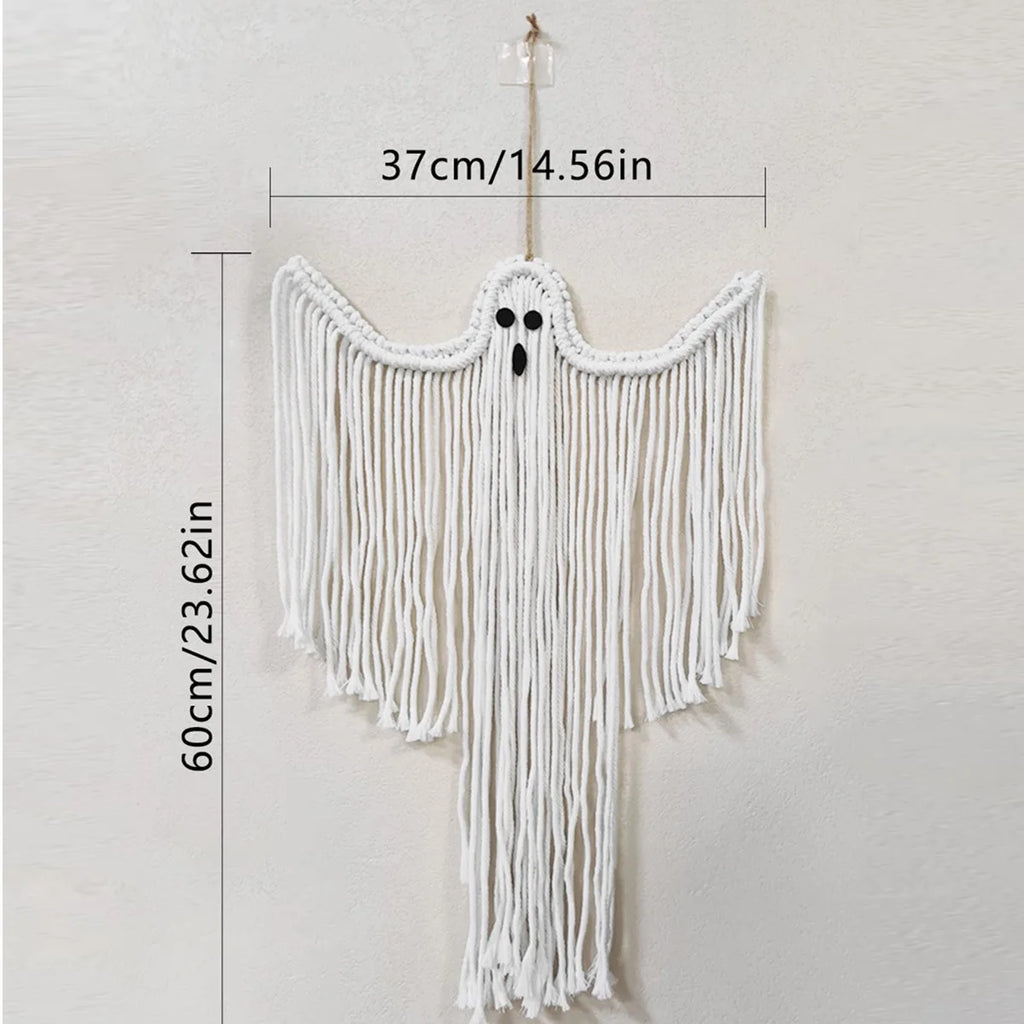 Hand-woven Ghost Wall Hanging Halloween Pendant Decor Holiday Scene Qme L
