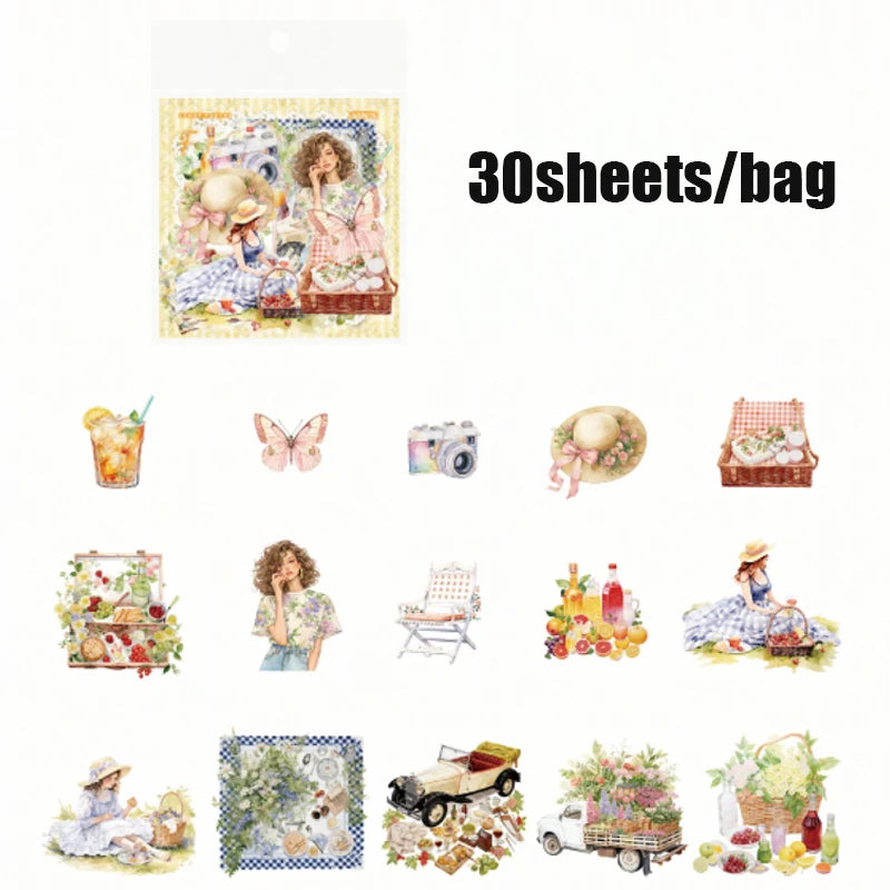 30 Sheets/Pack Cute Girls Daily Life Stickers for Journal Scrapbooking DIY Notebook Decoration Office School Stationery Craft Qme 4