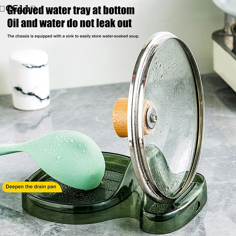 Household Pot Lid Holder Drip Tray Sitting Kitchen No Drilling Qme