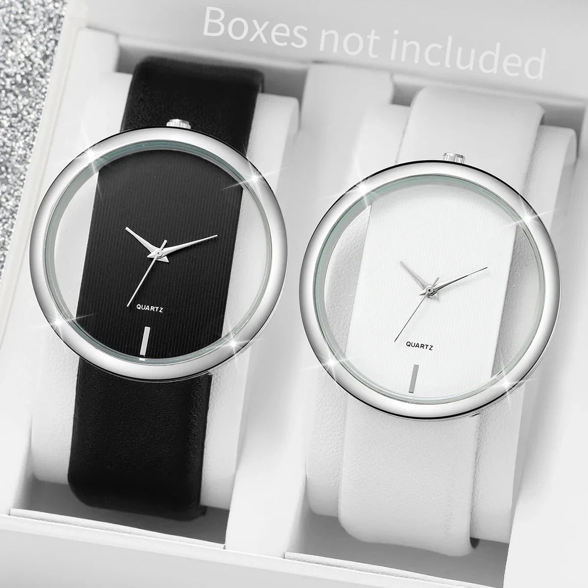 2026 Simple and Transparent Creative Cutout Fashionable and Dignified Leather Belt Couple Quartz Watch Qme