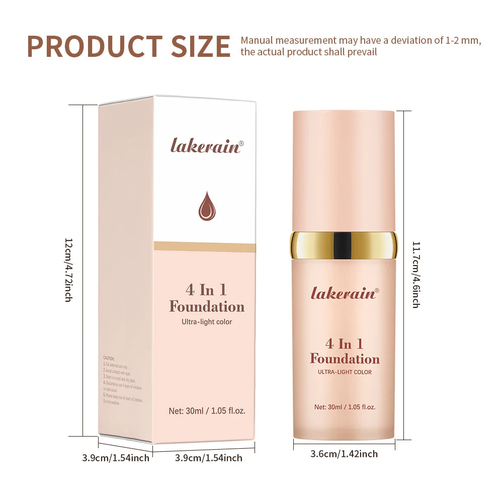 4-in-1 Liquid Foundation Multi-effect Concealer Refreshing Qme
