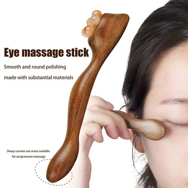 Gua Sha Facial Massage Tool Sandalwood Eye Face Massager Five-bead Qme