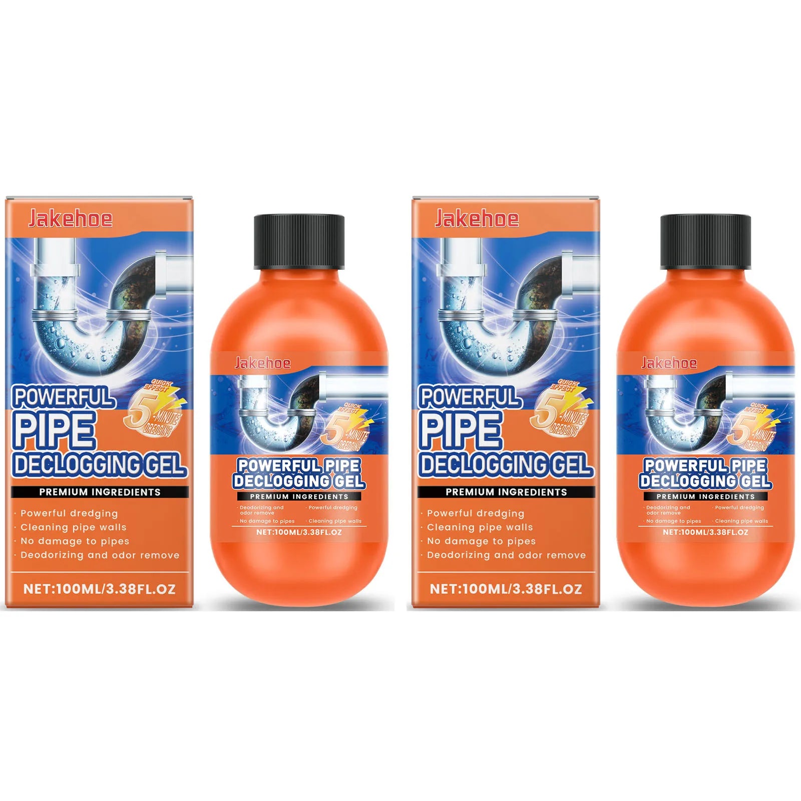 Drainage Pipeline Dredging Agent Easily Eliminating Hard Water Deposits Improves Flushing Effects Powerful Pipe Declogging Agent Qme 2 x 100g Boxed