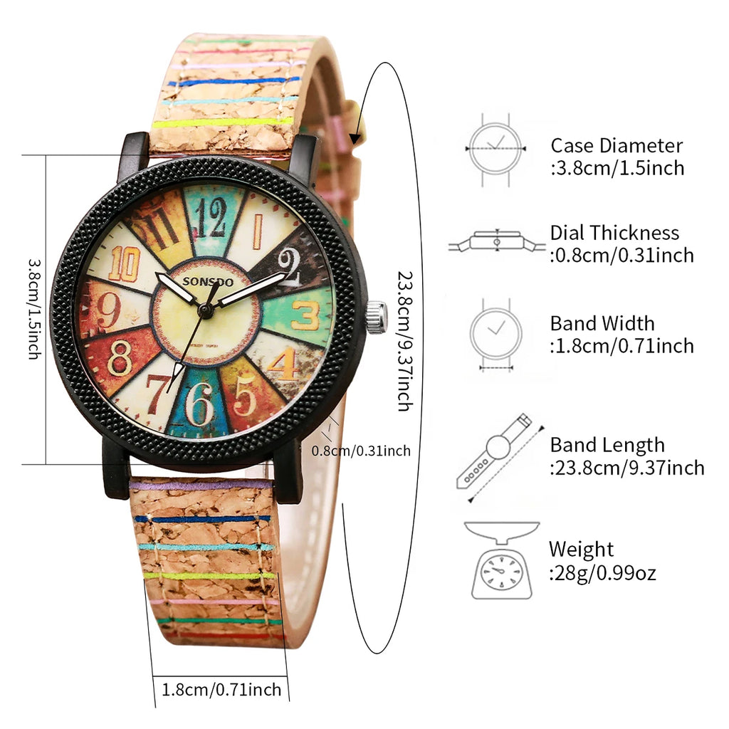 2 Pçs/set Relógios Femininos Casual Pulseira De Couro Feminino Analógico Relógio De Quartzo (Sem Caixa) Qme