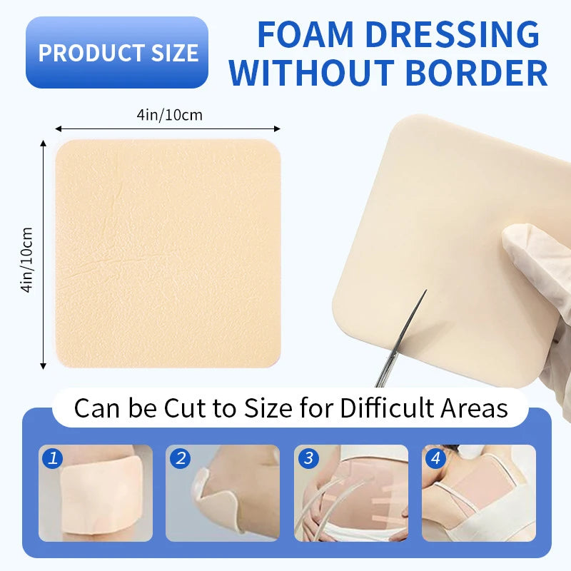 10cmx10cm Foam Non-adhesive Sterile Wound Dressing Bedsores Pad Patch Qme