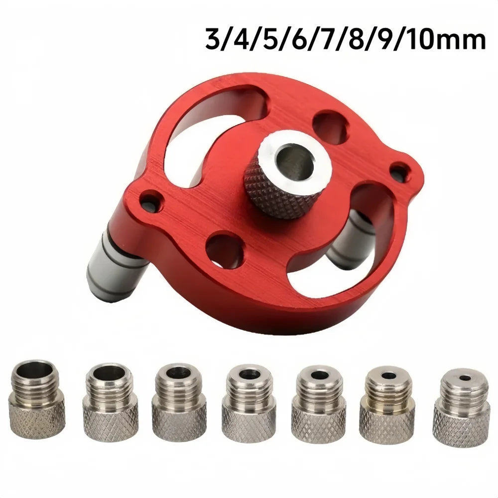 3-10mm Woodworking Self-Centering Dowel Jig Handheld Drill Guide Locator Straight Holes Wood Panel Hole Puncher Locator Tool Qme Red Set C