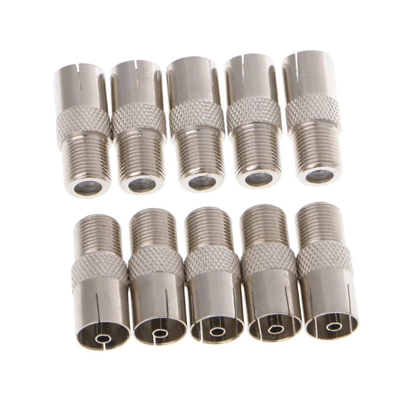 ESCAM 10pcs F female Plug to PAL Female Jack Straight RF coaxial adapter F-type connector TV Qme 20pcs